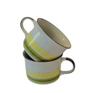 Vintage Lunch Mates Sunrise Cultura Collection Stoneware Soup Mug Set Of Two